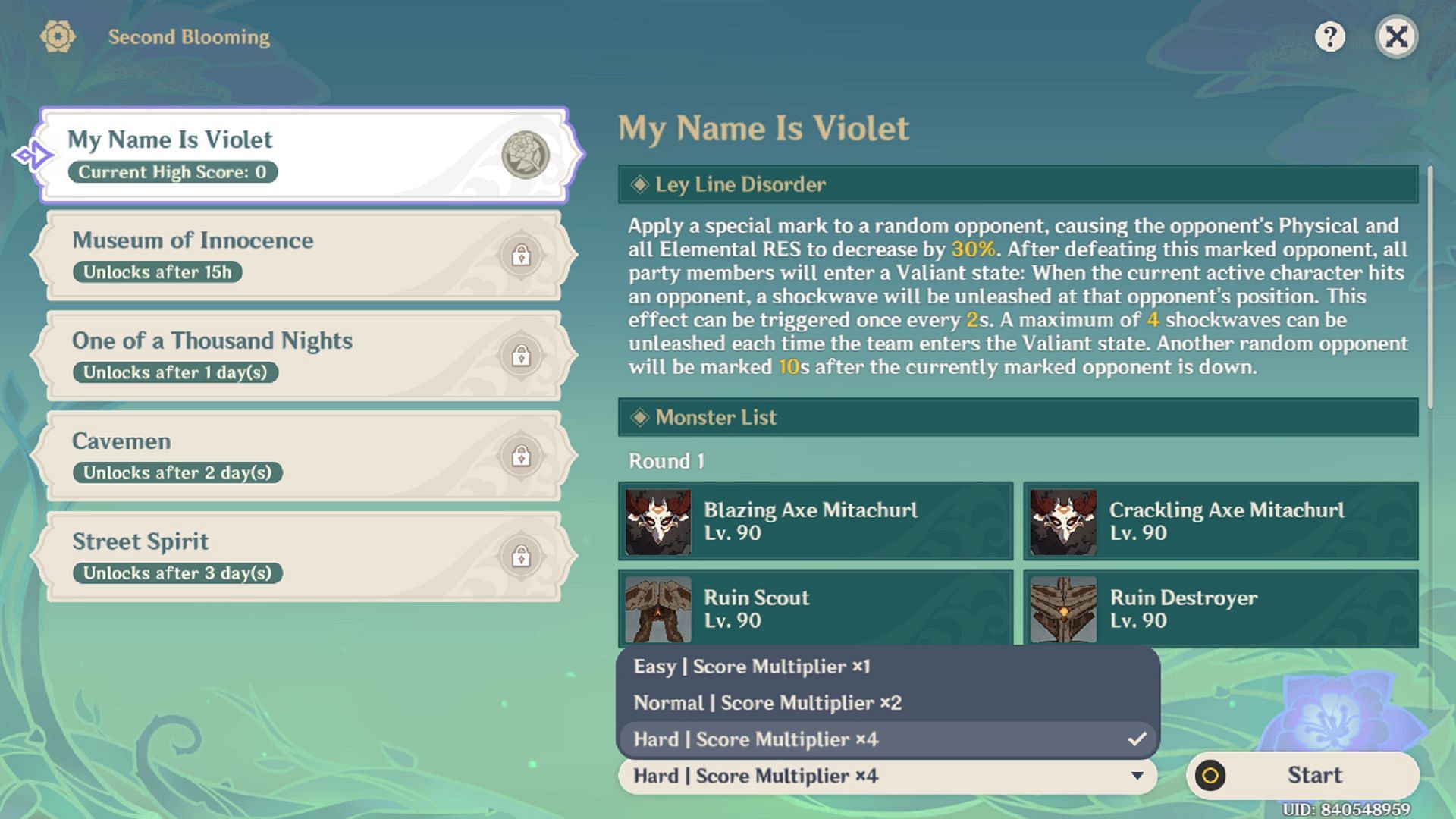 There are five challenges in the event (Image via HoYoverse)